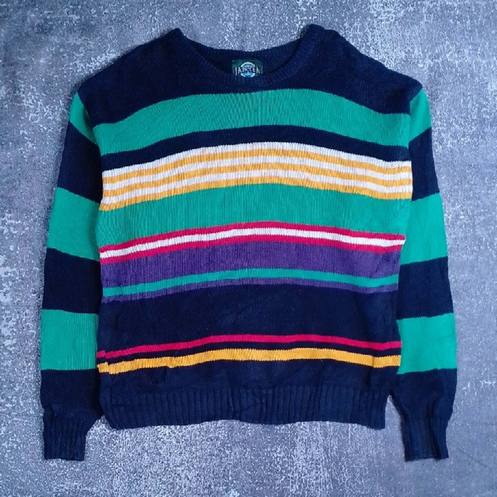 Vintage 90's Jantzen Knitted Colorful Striped Sweater